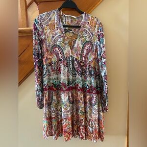 Zara Multicolor Paisley Long Sleeve Dress